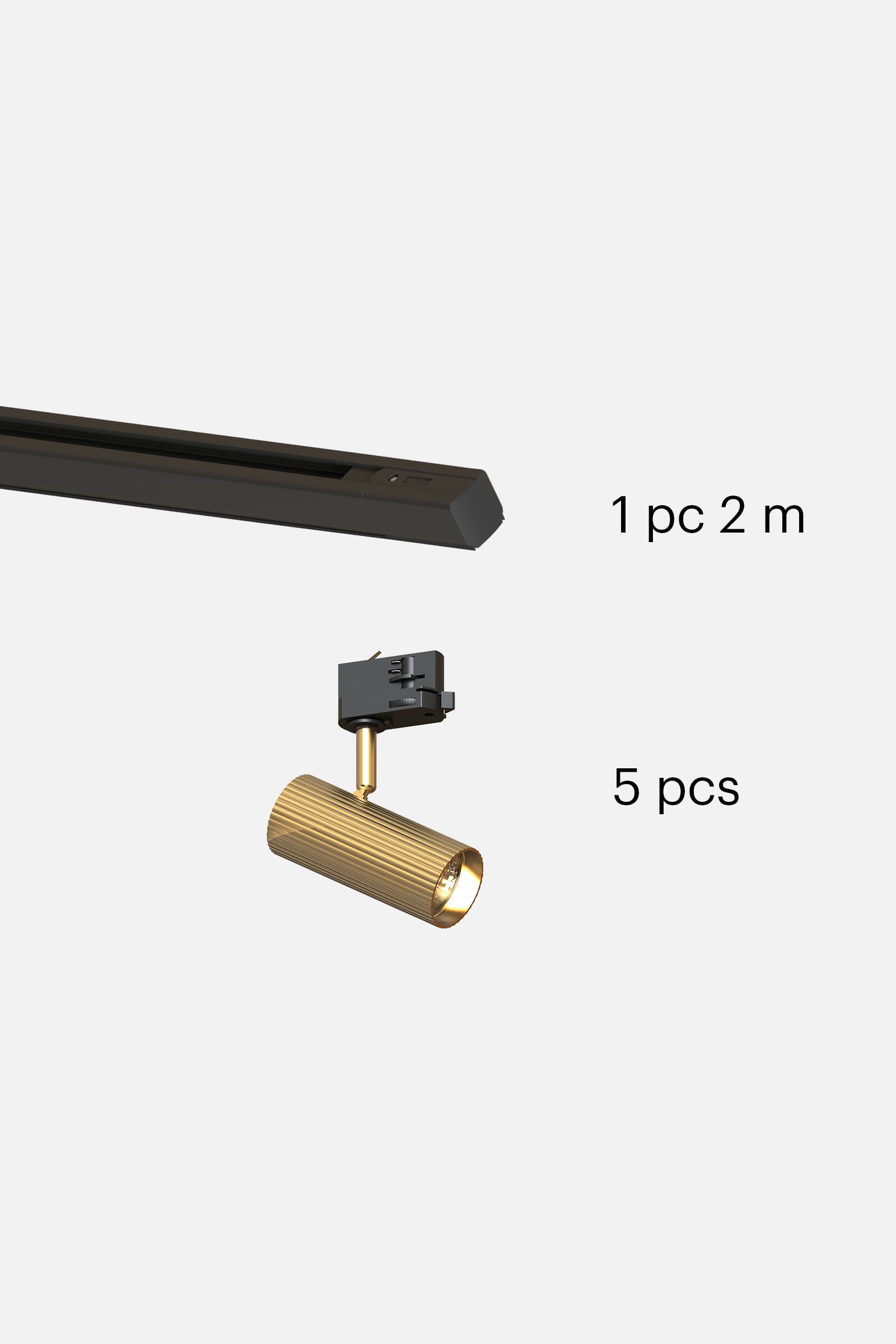 Track system 2 m Hubble spot 5 Brushed brass