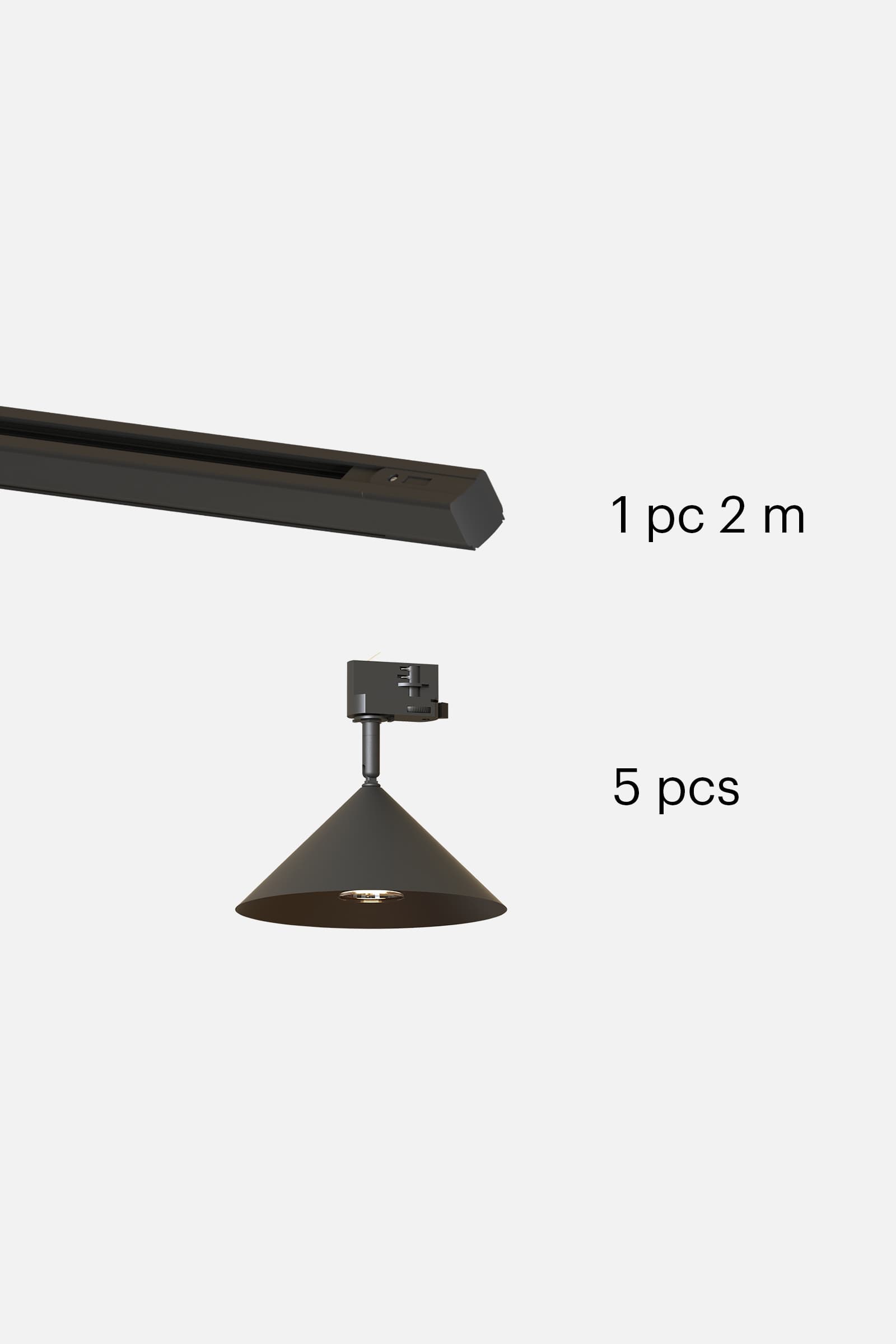 Track system 2 m Curve spot 5 Black